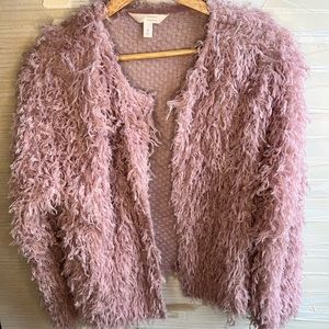 Lauren Conrad Pink Fuzzy Crop Jacket - Size small